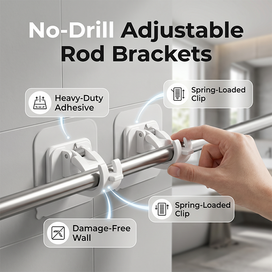 🔥Nail-Free Adjustable Curtain Rod Hooks