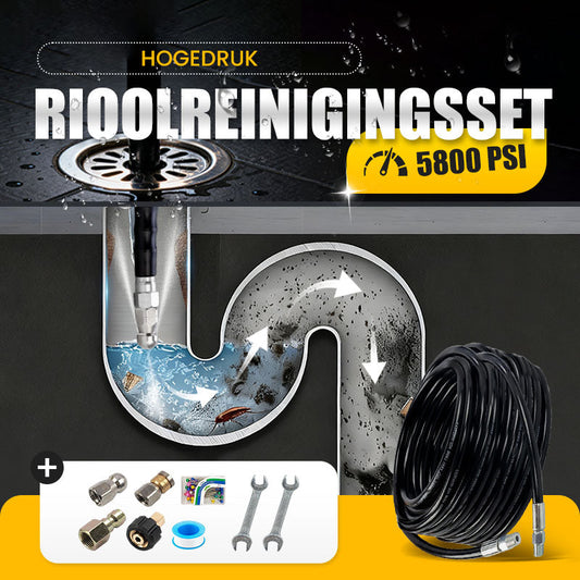 🚿 5800 PSI rioleringsreinigingsset – Draaiende mondstuk en versterkte slang voor het ontstoppen van leidingen 🛠️✨ – Gratis verzending