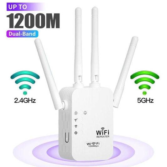 🎁Laatste dag aanbieding 50% 🔥WiFi-versterker 2025, 1200 Mbps dual-band (5 GHz/2,4 GHz) signaalversterker, dekt 930 m² en 50 apparaten, repeater met ethernetpoort voor thuis, cadeaus