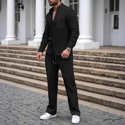 ⭐ 2026 Best Seller | Casual Waffle Shirt & Pants Set | Ready-to-Wear Comfort ✅【Hot -50%】