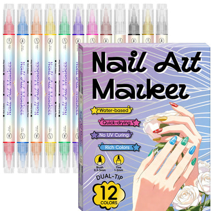 🥳2026 HOT SALE!!💞50K+ SOLD!✨💅🖌️Dual‑Tip Nail Art Pens
