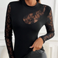 Women's Mock Neck Long Sleeve Lace Panel Top