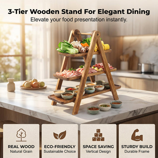 🔥50% OFF🔥3-Tier Wooden Serving Tray