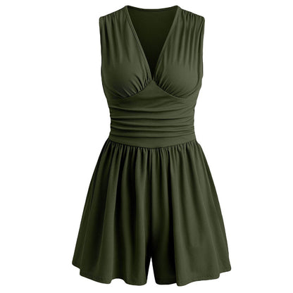 🏖️Summer Cool Deal: ONLY ￡19.99!!🌷👗Women's Sleeveless V-Neck Ruched Waist Romper