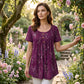 Women's Floral Print Pleated Tunic Top