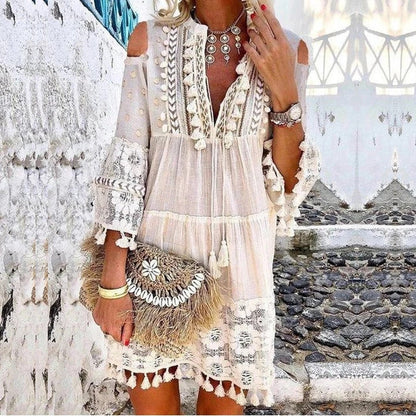 🎁2026 New Arrivals 50% OFF💥Women's Loose Cotton Linen Embroidered Dress🌸👗