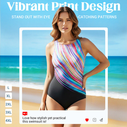 👙 Vibrant Printed One-Piece Swimsuit – Quick-Dry, High Stretch & Flattering. 50% OFF + Free Shipping!