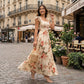 🌸2026 New Arrival🌸 👗 Elegant Floral Print Pleated Maxi Dress ✨– Romantic Square Neck, Ruffle Sleeves & Flowing Floral Skirt🌷