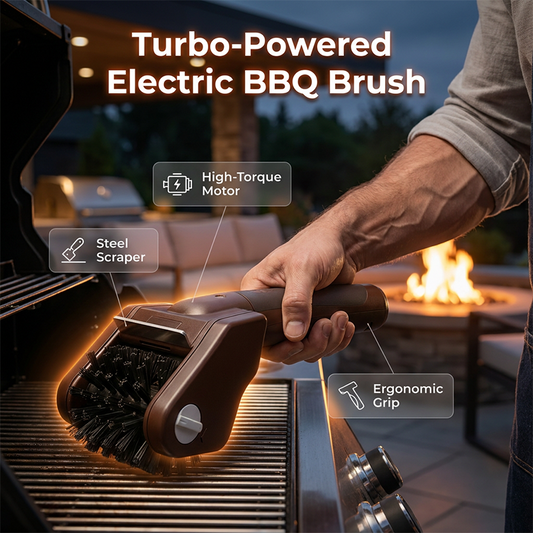 💥Up to 50% off!!Electric BBQ Grill Brush ⚡🧹 – Turbo Rotating Scrubber, Heavy-Duty Scraper, Fast Grease Removal, Universal Fit for All Grates – 240 Min Runtime