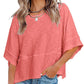 ☀️2026 HOT SALE 50% OFF💃🌸  Women's Solid Color Splicing Loose Five Points Flare Sleeve T-Shirt