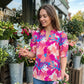 🌸 50% OFF NOW! 🌸Women's Boho V-Neck Puff Sleeve Blouse | Floral Print Dressy Casual Top for Office & Weekend Wear