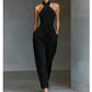 👗 LIMITED-TIME 50% OFF! ✨ Halter Sleeveless Jumpsuit – Crisscross Neck, Waist Tie, Wide Leg 🌟