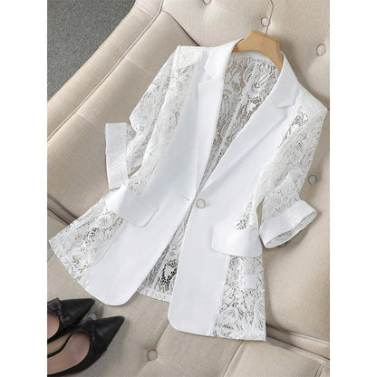 📢📢50% OFF !! ⏰Summer Breathable White Lace Blazer Slim Fit Suit Jacket