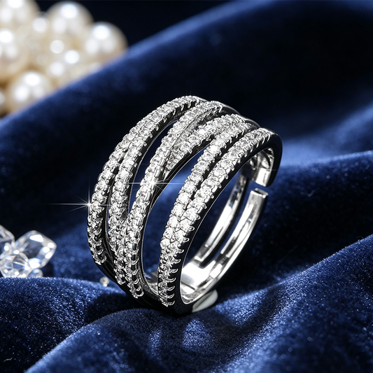 📢📢50% OFF !! 💍 ADJUSTABLE CZ CROSSOVER RING — Sparkling Pavé & Multi-Band Elegant Design ✨