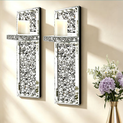 Crushed Crystal Glass Candle Sconces