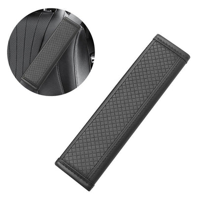 🚗 -50% ! 🛡️ Coussin de Ceinture de Sécurité en Cuir PU – Anti-Pression & Respirable – Doublure Antidérapante pour Conduite Confortable – Noir/Bleu/Rouge 🧵